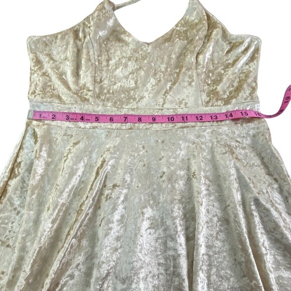 NWT R VIVIMOS Women Velvet V Neck Mini Dress Sz XL Cream Straps Sexy Party 60-12 - Picture 11 of 16